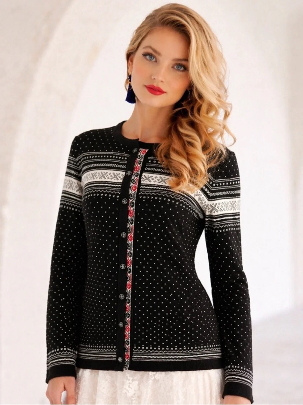 Dale of Norway Hedda 100% Merino Wool Cardigan Sweater Nordic Women M